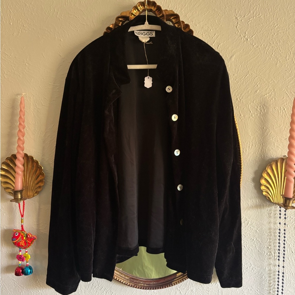 Briggs New York Vintage Black Velvet Button-Front Jacket Shell